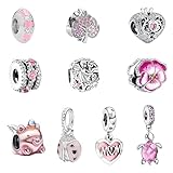 MLPKOI 10 Pezzi Charms per Bracciali, Charm Bead Ciondolo Donna, Compatibile con Braccialetti e Collane, Regalo di Gioielli Perfetto per Donne, Perfetto Regali per Mamma, Moglie, Ragazze e Adolescenti
