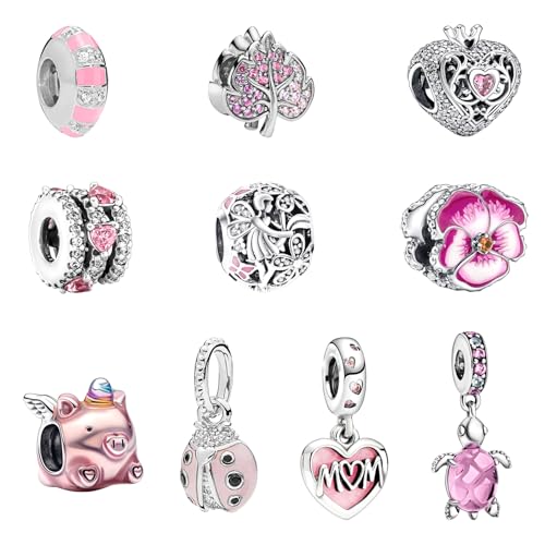 MLPKOI 10 Pièces Pendentif Charms, Bijoux Femme, Charme, Compatible pour Européen Bracelets et Colliers, Meilleur Cadeau Pour Femmes Filles Maman Adolescentes