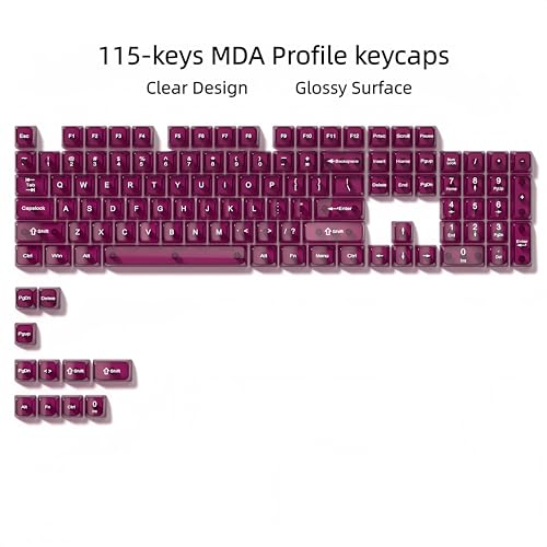 Image of dagaladoo Clear keycaps,Transparent Keyboard keycaps,Jelly Key caps Set,Shine Through keycap,MDA Profile Keyboard caps for Mx Switches Mechanical Keyboard(Fuchsia)