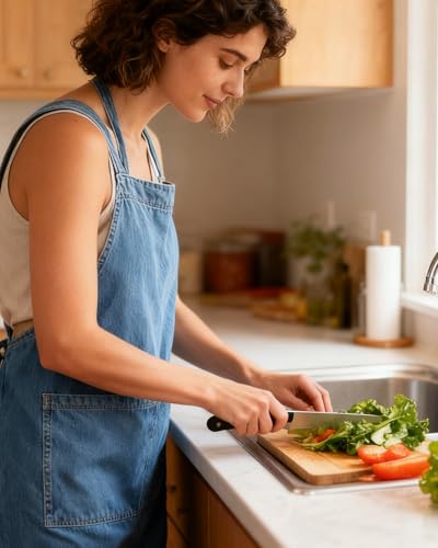 image for Generic Adult Apron - Lightweight Cotton Apron with Front Pocket, Cros