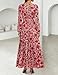 ZESICA Women's 2025 Fall Long Sleeve Maxi Dress Floral Print V Neck Empire Waist A Line Tiered Flowy Boho Party Dresses Vintage Pink X-Large
