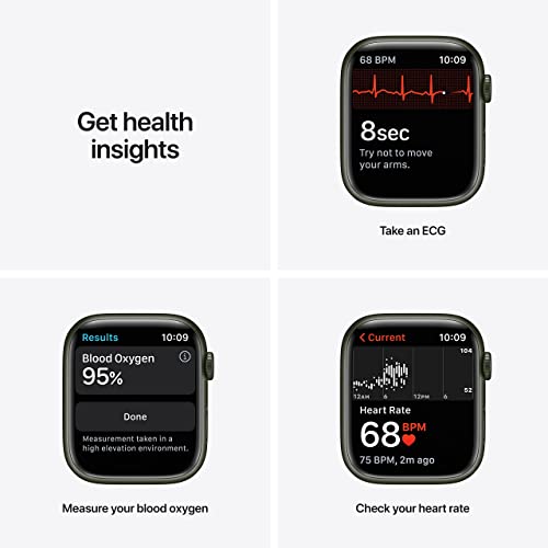 41H+WnjJa4L Apple Watch Series 7 GPS + Cellular, 45mm Green Aluminum Case with Clover Sport Band - Regular (Renewed) - Image 4