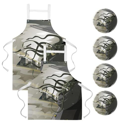 Tablier de serveuse imperméable aux taches pour restaurant et nettoyage ménager