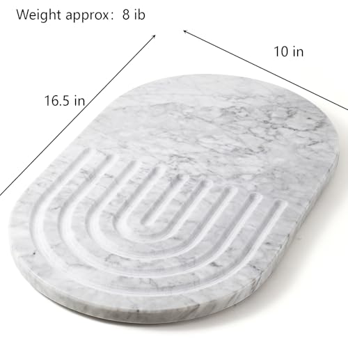 Tabla de cortar ovalada de mármol blanco 16.5x9.8 pulgadas miniatura 5