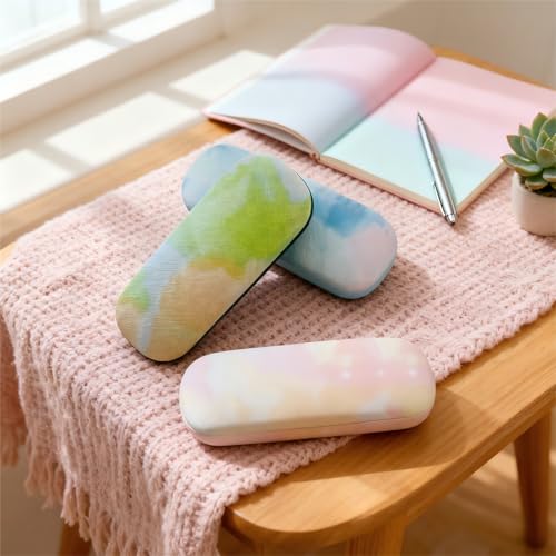 Image of 3 Pack Glass Cases Hard Shell, Portable Hard Eyeglasses Case Linen Fabrics Eyeglass Organizations for Women Girls