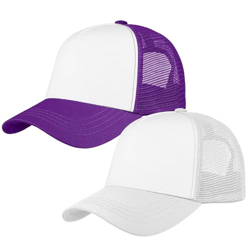 Image of Falari 5-Panel Mesh Baseball Cap, Trucker Hat, Structured Plain Design, Cotton, Adjustable Size