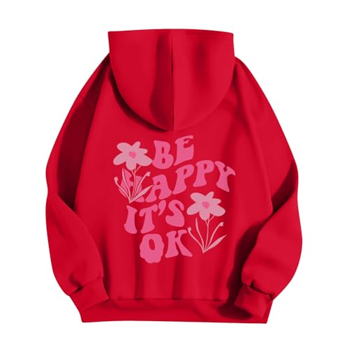 Splrit-MAN Lightweight Hoodies Women 224 Uk Friends For Zip Up Hoodie Ladies Size 12 Pink Palm Puff (Red, 3Xl)