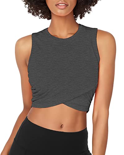 Image of Yoga Crop Tops Dance Tops Fitted Workout Crop Tops Yoga Tank Tops Athletic Sports Shirts for Women