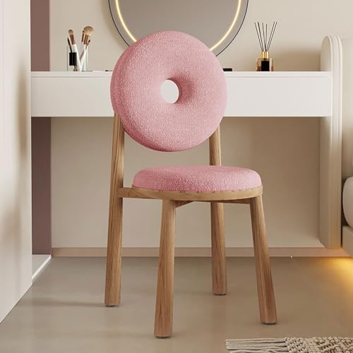 Sillón con respaldo redondo rosa y patas de madera miniatura 1