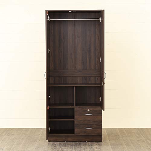 Image of Home Centre Lewis 2-Door Wardrobe with Mirror - Brown (Engineered Wood)