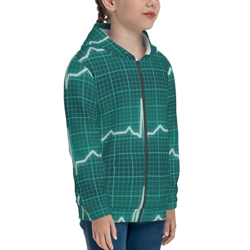 ECG Wave Kid Hoodies Boys Zip Up Sweatshirts Girls Pullover with Pocket4