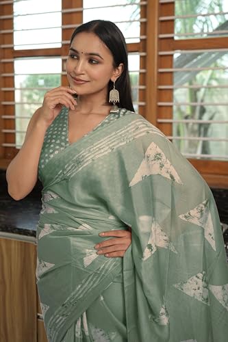 Image of MIRCHI FASHION Saree for Woman Chiffon Floral Printed | Lightweight Daily Wear Women's Sari with Unstitched Blouse Piece (Available in 20 Colors)