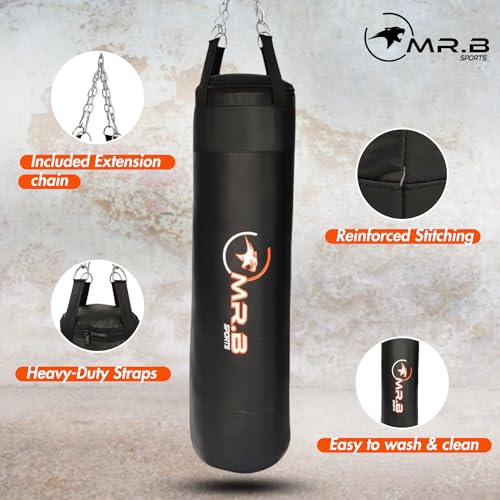 Image of Strong and Heavy Duty SRF Punching Bag Unfilled with Heavy Chain and Boxing Gloves for Muay Thai MMA Sparring Punching Training and Boxing (36 INCH)