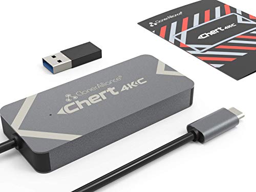 ClonerAlliance Chert 4KC, HDMI to USB-C Video Capture Dongle, Ultra Low Latency, Play Game Consoles on Laptop, Driver Free, 4K Input Supported.