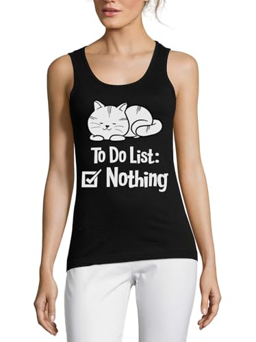 Débardeur chat noir en coton pour femme avec motif humoristique to do list