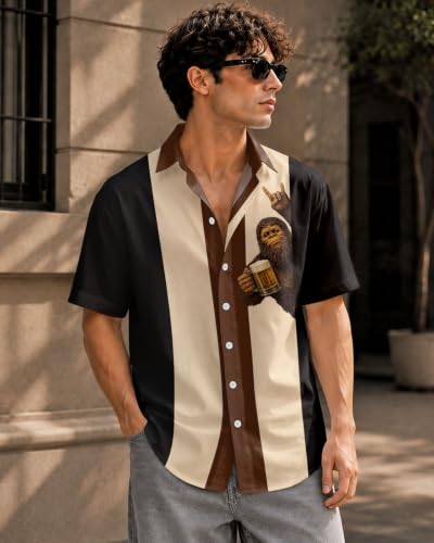 Image of 99TIMORO Horror Movie Men's Halloween Button Down Shirts Short Sleeve Top