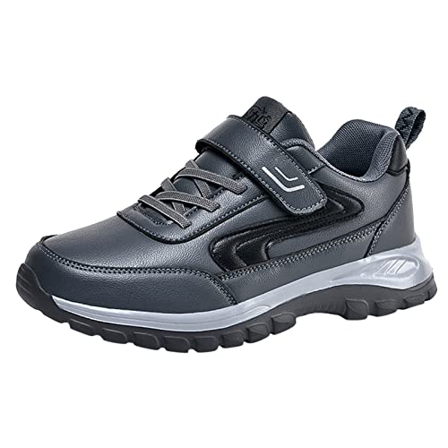 Extra Anchas Zapatillas de Deporte Antideslizantes Impermeables con Cordones cómodo Color sólido Estilo Simple (Grey, 42)