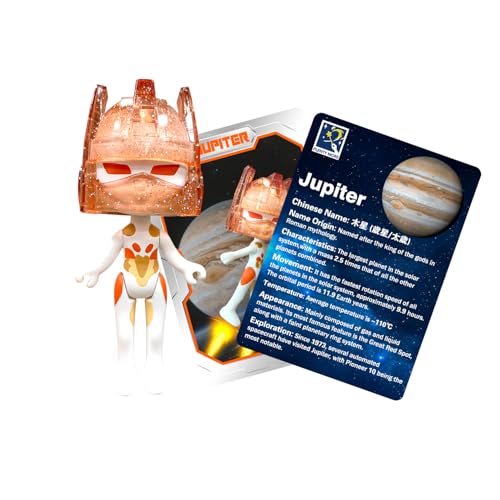 Image of PLENTY MORE HelmeTeam Glitters Jupiter-Action Figure with Transparent Glitter Helmet, Collectable Jupiter ID Card, Suitable for 6+ Kids, Safe Plastic Toy Fostering Planetary Knowledge & Bold Play