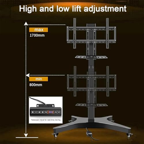 Soporte móvil para TV con ruedas, altura ajustable, motor eléctrico miniatura 3