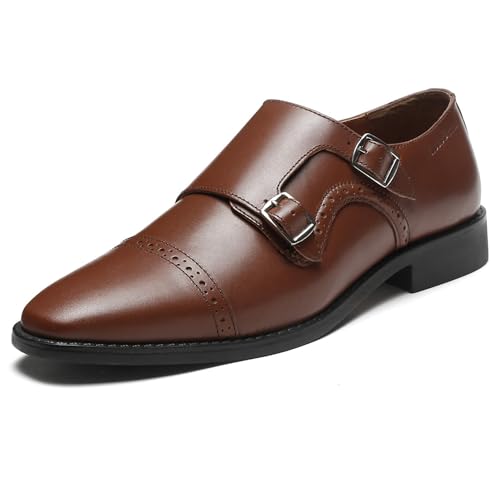 Image of LOUIS STITCH Men's Formal Shoes | Italian Leather Double Monk Strap Handcrafted | Stylish Lace-Up Business, Formal, (LSRXDMBU)