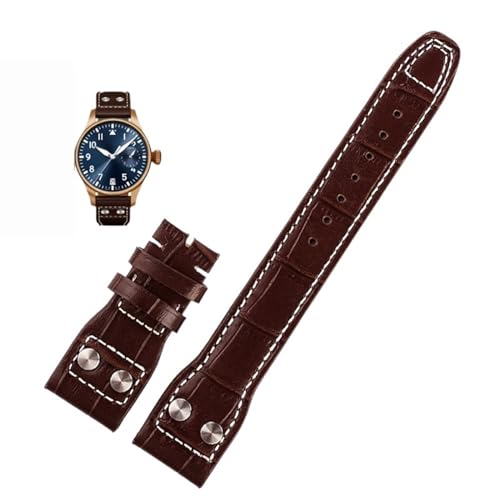 Bracelet de montre en cuir véritable 21mm KLVN pour IWC PILOT Mark noir marron