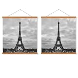 FALAMON 2 Pack Magnetic Poster Hanger Frame, 8x10 8x12 8x18 Teak Wood Magnet Poster Frame for Hanging Posters, Prints, Photos, Pictures, Maps, Scrolls, and Canvas Artwork