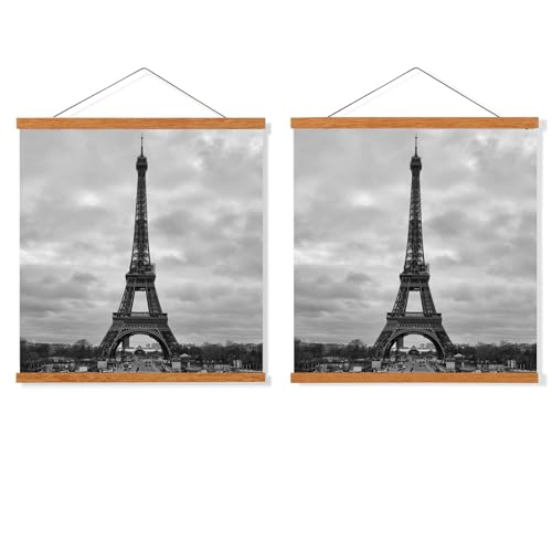 Falamon 2 Pack Magnetic Poster Hanger Frame, 8X10 8X12 8X18 Teak Wood Magnet Poster Frame For Hanging Posters, Prints, Photos, Pictures, Maps, Scrolls cover