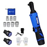 JanetrtDiers Electric Cordless Ratchet Wrench Kit, Ratchet Wrench 40ft-Lbs, with 2 * 1500 Batteries