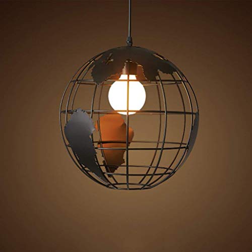 Vampsky Lampe suspension 28cm noir/blanc éclairage intérieur Industriel pendentif vintage lampes globe créatif terre fer cage rétro lustre plafond pour restaurant bar salle à manger luminaire