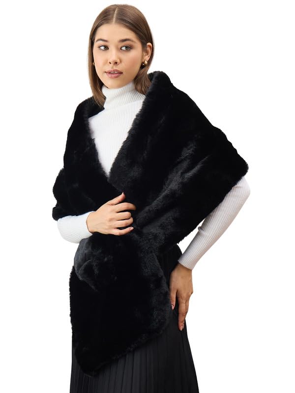 inweave Black Long Faux Fur Cape-picture-5