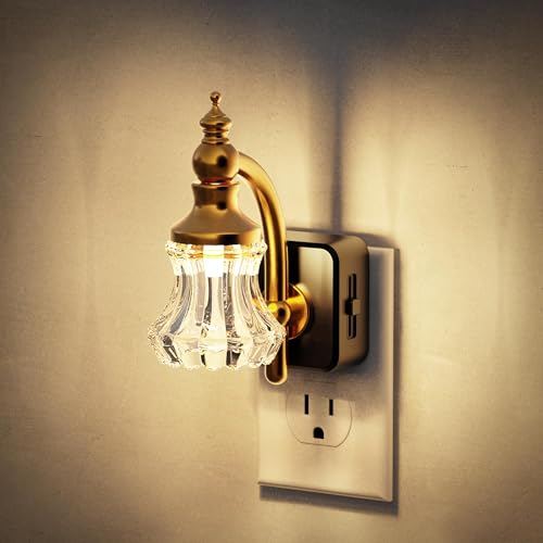 JandCase Night Light Night Lights Plug into Wall Glass Flower Nightlight