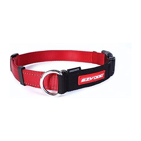 EzyDog Checkmate Martingale Collar for Dogs – Premium Nylon Training Dog Collar for Easy Control with no Choking (Medium, Red) Cover