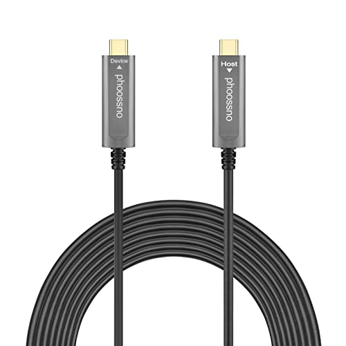phoossno USB C to C Fiber Optical Cable USB 3.1 Type C Cable 10Gbps 65FT Compatible with Microsoft Azure Logitech Camera Aver &Vaddio & Barco ClickShare Touch Screen Kinect Intel RealSense