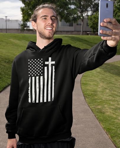 Tstars Mens Cross Hoodie - Christians USA Flag Hoodies for Men - Faith Graphic Pullover - Religious Patriotic Sweatshirt3