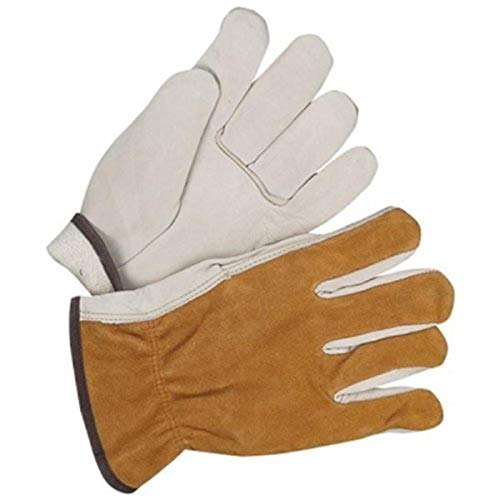 Bob Dale 20-9-145-S Premium Grain Leather Fleece Lined Driver Glove with Split Back, Small, Tan