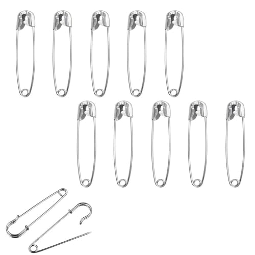 Sicherheitsnadeln 10 Stück NäHzubehöRstifte Aus Vernickeltem Stahl für Handwerk Pinning Säumen Dressmaking Nähen Sicherheitsnadel Set (Silber)