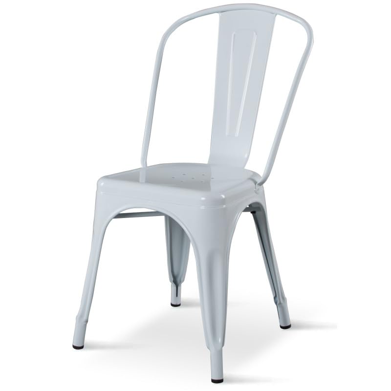 Kosmi Lot de 4 chaises en métal Blanc Brillant - Style Industriel