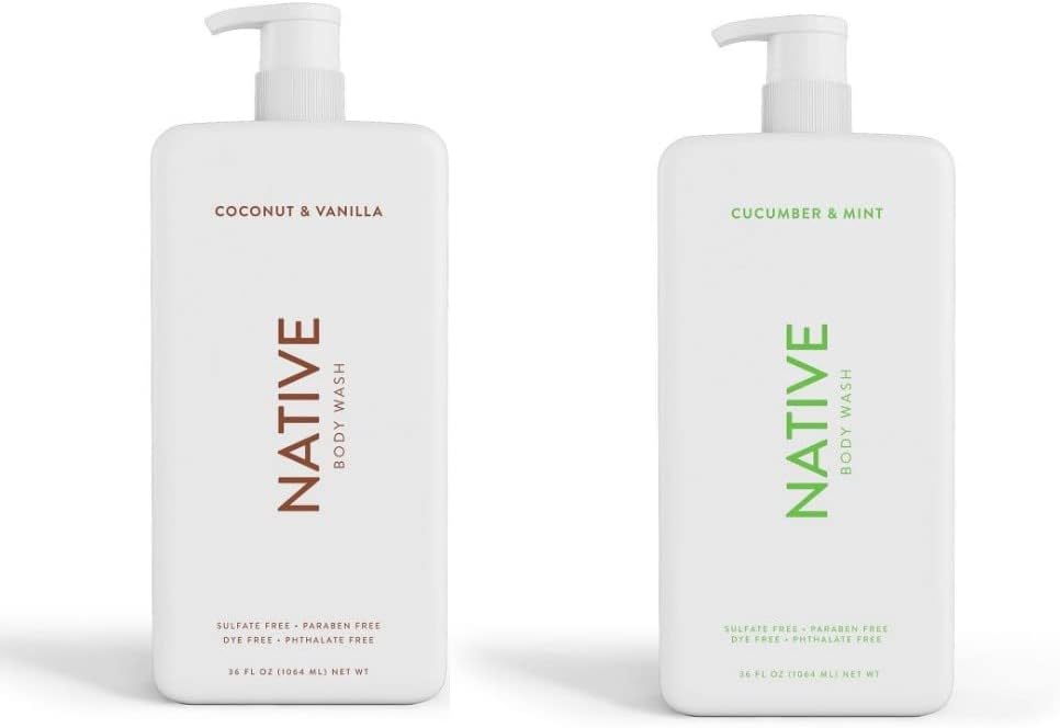 Native Body Wash | Coconut & Vanilla, Cucumber & Mint - 36 oz bottle with pump - Pack of 2