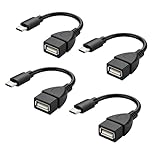 RHINORO Confezione da 4 cavi adattatori da USB di tipo C a USB-A, 10 cm, nero, compatibile con porta USB-C VW, BMW, Volvo, Tesla, Audi, Mercedes, Porsche, Renault, Seat in Car
