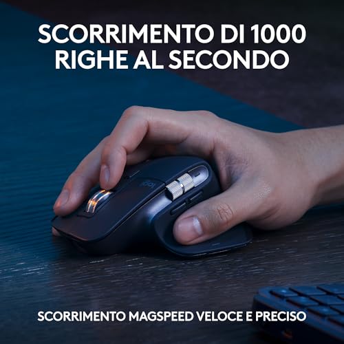MX Keys S Combo - Tastiera e Mouse Wireless con Palm Rest, illuminazione personalizzabile, Scorrimento veloce, Bluetooth, USB C, Windows/Linux/Chrome/Mac, Grigio - Tastiera gaming - Immagine 3