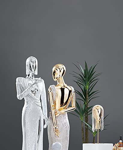 Ljha Mannequin Dress Form Full Mannequin With Silver Plating, Easy To Install Clothing Store Dress Jewelry Display Dress Form, Plastic/Silver-Plated Arms Optional (Color : Plastic Arms) #TOP7