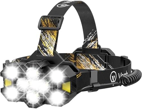 Rechargeable Headlamp 18000 Lumen - 8 LED Waterproof Head Light With Red Light & Motion Sensor