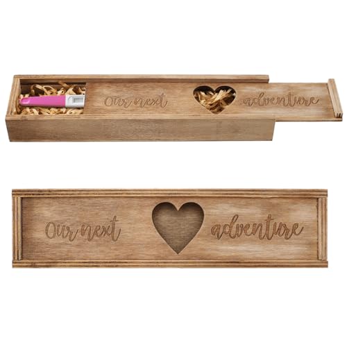 Image of Barydat Pregnancy Test Gifts Box Keepsake Box Pregnancy Announcement for Husband Wooden Baby Reveal Announcements Surprise Ideas Test Holder Baby Souvenir Gifts for Dad Grandma Grandparents(Brown)