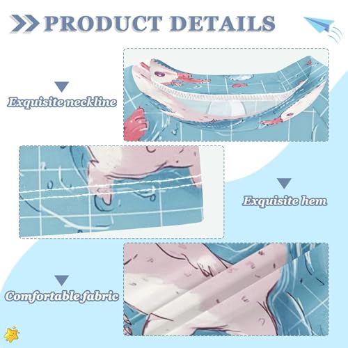 Kids Swimsuit Axolotl Cartoon Heart Cute Sunscreen T-Shirts Swimwear Sets UPF 50+3