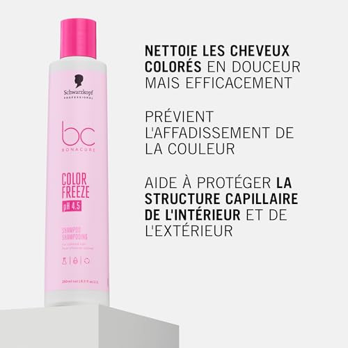 Schwarzkopf Professional Bonacure Color Freeze Shampoo Cheveux Blonds Gris Et Éclaircis Élimine Les Tons Jaunes Ravive Les Tons Froids Avec Kératine Végane Sans SLS SLES 250 ml