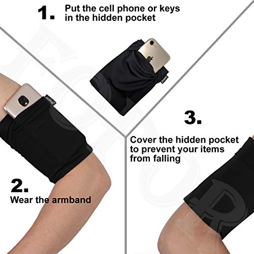 Small Cellphone Armband Keys Armband Earphone Cards Armband Wristband For Outdoor Running Jogging Trekking Camping Walking Skating Riding Cycling Gardening Jumping Yoga For Small Arm Women Men/Black #TOP3