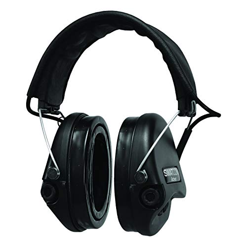Swatcom Active8 Waterproof Military Spec Electronic Hearing Protection Headset - Headband (Black Cups - Black Leather Headband) - Swatcom