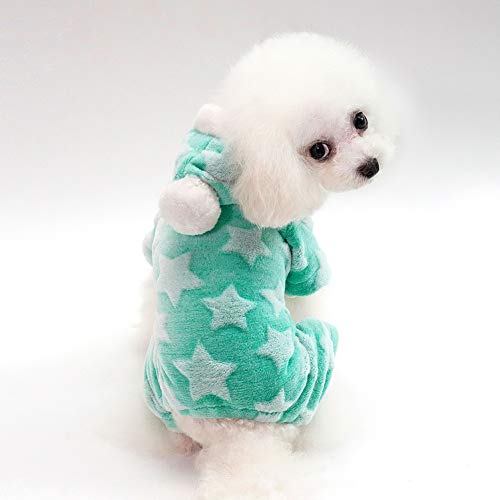 smalllee_lucky_store Pet Warm Stars Flannel Fleece Pajamas Onesie Winter Hoodie Sweater Jumpsuit for Small Dogs Cats Coat Jacket Soft Outfits Puppy Clothes - Image 3