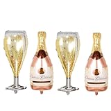 4 PCs Golden & Pink Champagne Goblet Wine Glasses and Bottles Mylar Foil Helium Balloons, 39 in Home Party/Graduation/Family Celebration/Birthday/Camping/indoor/outdoor pop Decoration (JOOZZE)