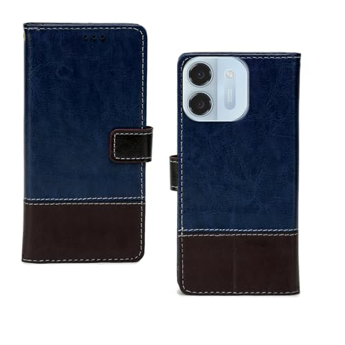 Image of amazon basics Ai+ Pulse 2 5G Flip Cover | Card Pockets Wallet & Stand | Flip Cover for Ai+ Pulse 2 5G (Blue Coffee)